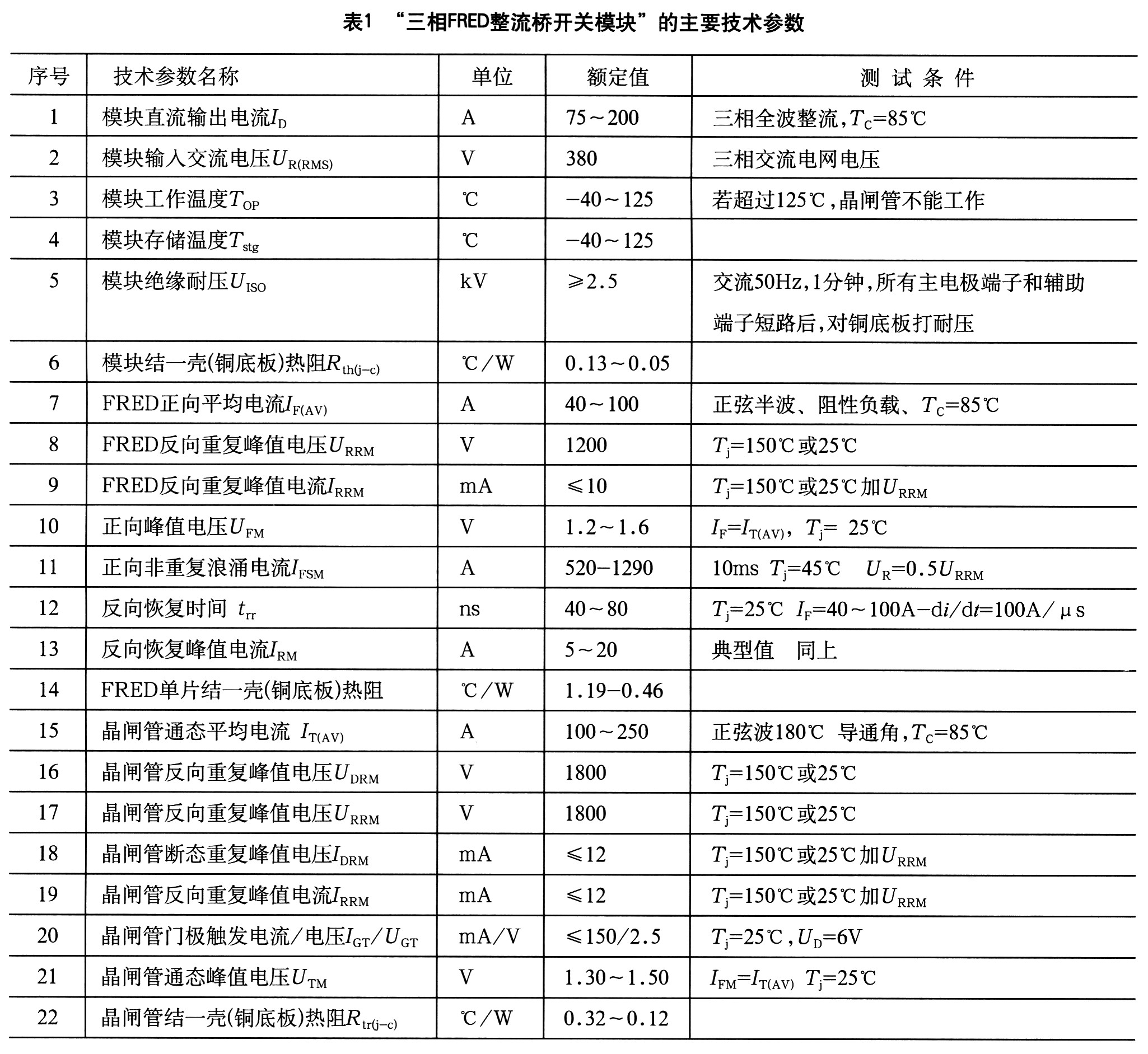 三相超快恢復二極管整流橋開關(guān)模塊